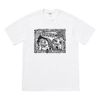 SUPREME FW18 Faces Tee white Abstract Human Face Short Sleeve Unisex SUP-FW18-469