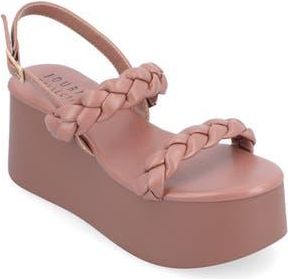 Journee Collection Zannah Braided Platform Sandal in Rose at Nordstrom Rack, Size 8.5