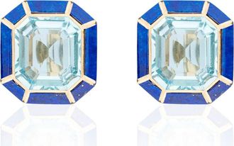 Goshwara M&eacute;lange Emerald-Cut Stud Earrings in Pale Blue at Nordstrom
