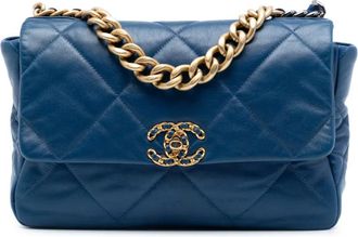 Chanel 2019 grote leren 19 Flap tas - Blauw