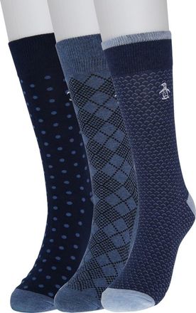 Original Penguin Pico Birdseye Crew Socks - Pack of 3 in Navy at Nordstrom Rack