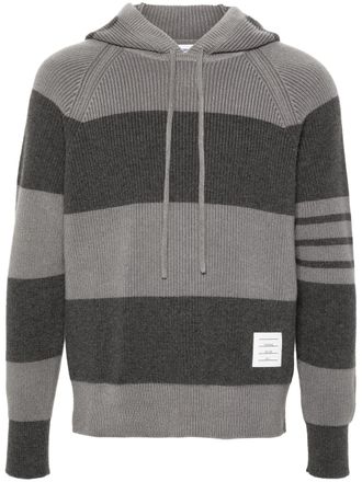 Thom Browne Striped Knitted Hoodie