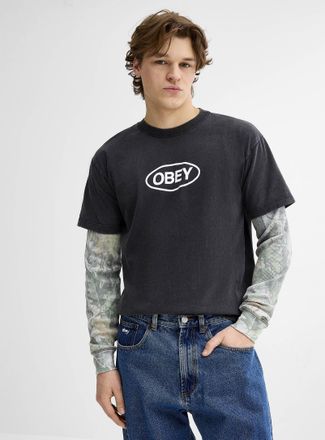 Obey Mens Camo layered logo T-shirt