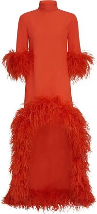 Taller Marmo Abito con decorazione Gina Extravaganza con finitura in piume - Arancione