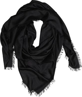 Saint Laurent Grand Carr&eacute; - Heren - Zijden sjaals - Zwart - ONE Size - Wol - Accessoires