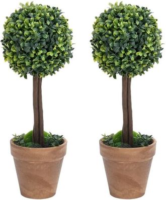 vidaXL Plantas De Boj Artificial 2 Uds Forma Bola Maceta Verde 56 Cm Vidaxl