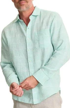 Tommy Bahama Paradiso Plaid Linen Button-Up Shirt in Sprite at Nordstrom, Size Xxx-Large