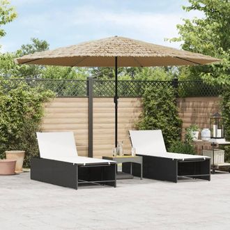 Berkfield Home Garden Parasol with LEDs & Steel Pole Brown 388x388x248 cm | Size: 388 x 388 x 248 cm