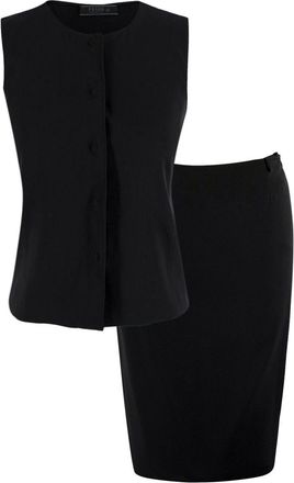 Prada Black Sleeveless Button-down Top & Fitted Skirt Size XXS