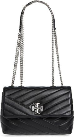 Tory Burch Small Kira Chevron Leather Shoulder Bag in Black/Rolled Nickel at Nordstrom