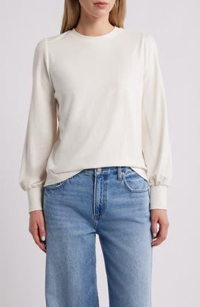 Caslon Blouson Sleeve Cotton Blend Top in Ivory Pristine at Nordstrom Rack, Size Xx-Large