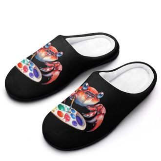 Generic Crab Drawing Watercolor Funny Mens Slippers Cotton Warm House Shoes Memory Foam Sandals Print Size 7-14