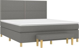 vidaXL Vidaxl - Cama Box Spring Con Colch&oacute;n Tela Gris Oscuro 180x200 Cm