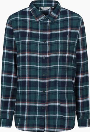 Mountain Warehouse Womens Mountain Warehouse Womens/Ladies Balsam Brushed Flannel Longline Shirt - Blue/Green - Size: 10