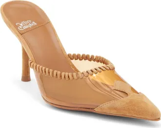 Jeffrey Campbell Partnerz Clear Cap Toe Mule in Tan Suede Combo at Nordstrom Rack, Size 6.5