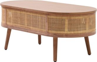 Nordlys Mesa baja en madera y ratan con almacenamiento