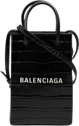 Balenciaga Pre-owned Mini Shopping Phone Holder - Dames - Vintage Mini Tas - Zwart - ONE Size - Leer - Vintage