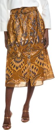 Farm Rio Heart Forest Gold Midi Skirt