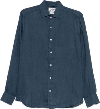 MC2 Saint Barth Raphael Linen Shirt - Heren - Casual Overhemden - Blauw - L - Linnen - Overhemden