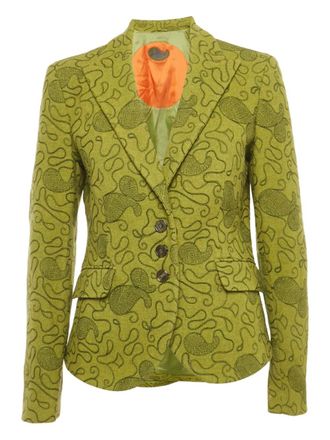 Etro paisley-embroidered wool blazer - Green