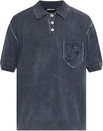 Dsquared2 Signature Polo met Korte Mouwen - Heren - Polos - Blauw - 2XL - Katoen - Tops