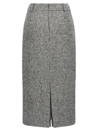 Ermanno Scervino Houndstooth Wool-Blend Longuette Skirt - Black