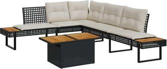 vidaXL Vidaxl - Set Sof&aacute;s Jard&iacute;n Y Cojines 2 Pzas Rat&aacute;n Sint&eacute;tico Acacia Negro