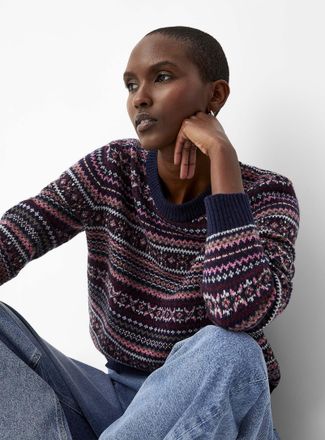 Contemporaine Womens Jacquard crew-neck sweater Recycled lambswool