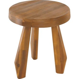 Jonathan Y Designs Terra Rustic Coastal Acacia Wood Tripod Round Indoor/Outdoor Accent Stool in Natural at Nordstrom