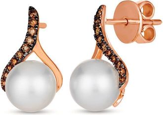Le Vian Ladies Pearl Drop Earrings set in 14K Strawberry Gold WJOE 4ERG