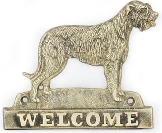 OEM Irish Wolfhound - Cartel Para Puerta Con Un Perro, Placa De Bienvenida De Lat&oacute;n, Cartel Exclusivo Con La Palabra Welcome De Art-dog