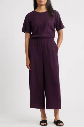 Eileen Fisher Crinkle Wide Leg Jumpsuit in Blackberry at Nordstrom Rack, Size Medium