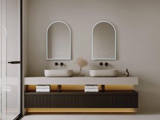 Vente-Unique Specchio per bagno ad arco antiappannante a LED L50 x H80 cm - Lotto di 2 - ARCADI