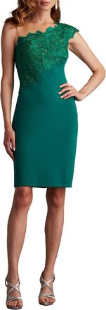 Tadashi Shoji Reya One-Shoulder Embroidered Illusion Dress