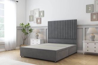 Sloomy Manhattan Coniston Divan Bed Base 2 Drawers Same Side - 54 Headboard in Dark Grey | Size: Small Single