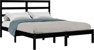 vidaXL Bed Frame without Mattress Black 140x190 cm Solid Wood Pine vidaXL