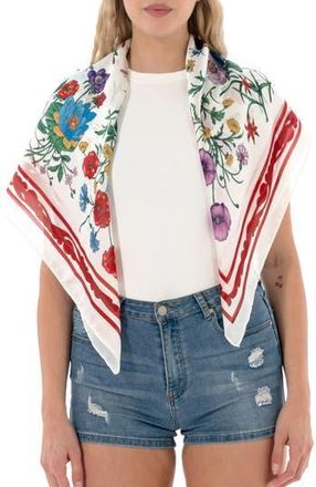 MARCUS ADLER Floral Satin Square Scarf in Red at Nordstrom Rack