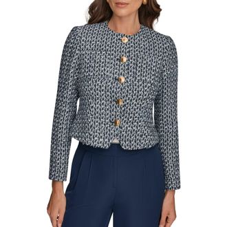 DKNY Tweed Crop Jacket in Nightfall Multi at Nordstrom, Size 14