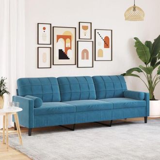 vidaXL Vidaxl - Sof&aacute; De 3 Plazas Con Cojines Terciopelo Azul 210 Cm