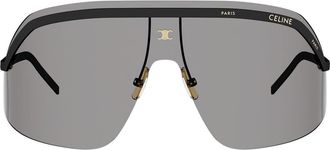 Celine Morning Shade Rimless Mask Sunglasses in Shiny Black/smoke at Nordstrom