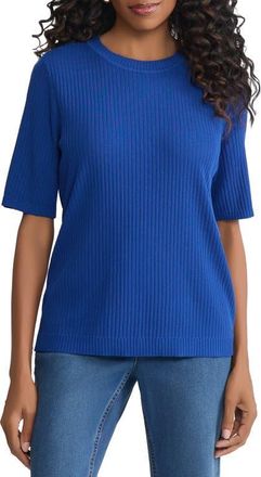 Jones New York Sutton Crewneck Short Sleeve Sweater in Sapphire at Nordstrom, Size Medium