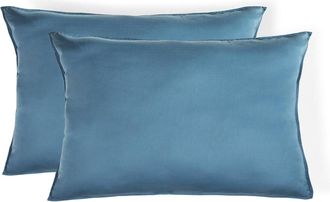 Febronie Funda de almohada (x2) algod&oacute;n azul tormenta 50x70