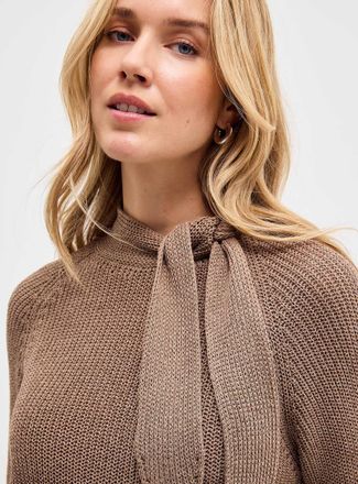 Contemporaine Womens Pure cotton lavalli&egrave;re-neck sweater Exclusive collection from Italy