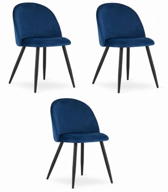 OEM Silla Bello - Terciopelo Azul Marino / Patas Negras X 3