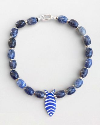 By Lilla Poseidon Beaded Necklace in Navy at Nordstrom, Size 16