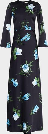 Sachin & Babi Alex Embellished Floral-Print Satin Crepe Gown