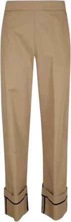 Herno Broeken met omslag - Dames - Vrijetijds broeken - Beige - S - Leer - Broeken