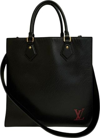 Louis Vuitton Black Leather Handbag Tote Bag (Pre-Owned)