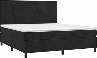 vidaXL Cama Box Spring Colch&oacute;n Y Led Terciopelo Negro 160x200 Cm Vidaxl