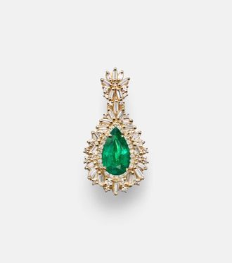 Suzanne Kalan 18kt gold pendant with emerald and diamonds
